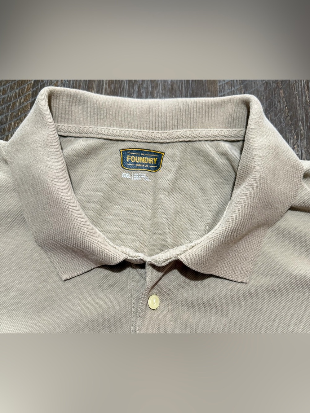 Men’s Polo Shirt by The Foundry Supply Co. - Tan - Short Sleeve - Size 5XL - Picture 3 of 3